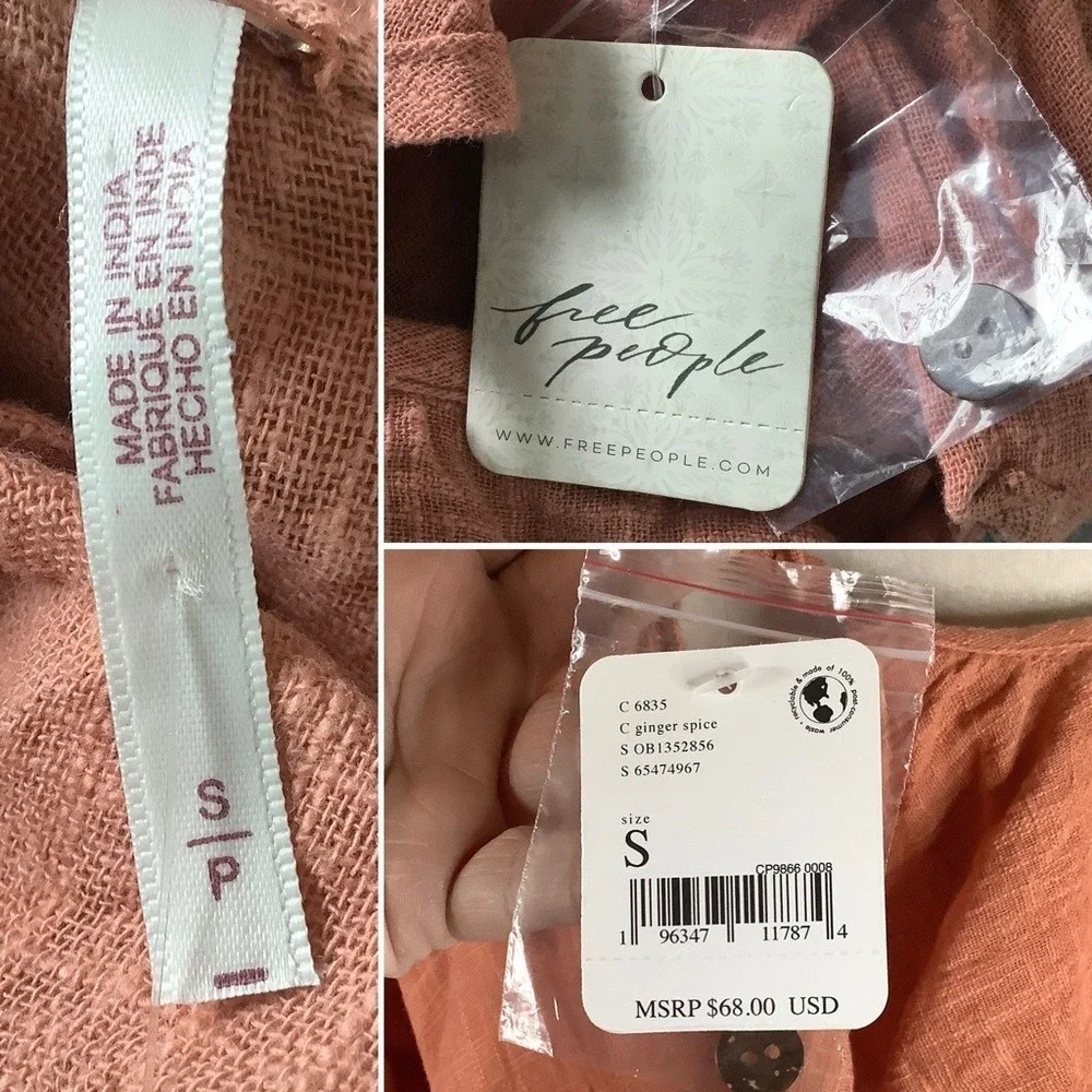 FREE PEOPLE Open Back Ruffle Top NEW Gauze S Boho Peasant Cottagecore Festival